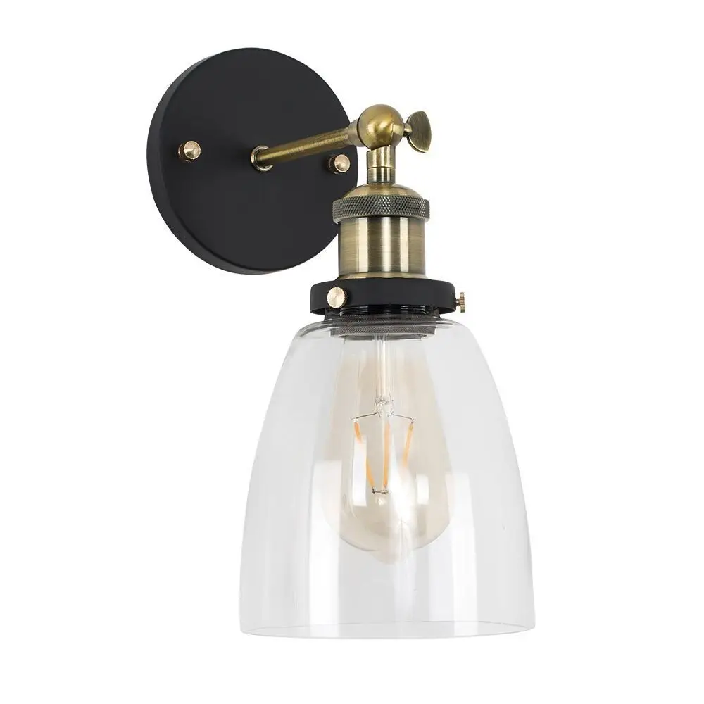 Vintage Industrial Antique Brass Wall Light Bulb & Glass Shade Steampunk Lamp - image 6 | Free standard UK delivery included | Discount Quality Products