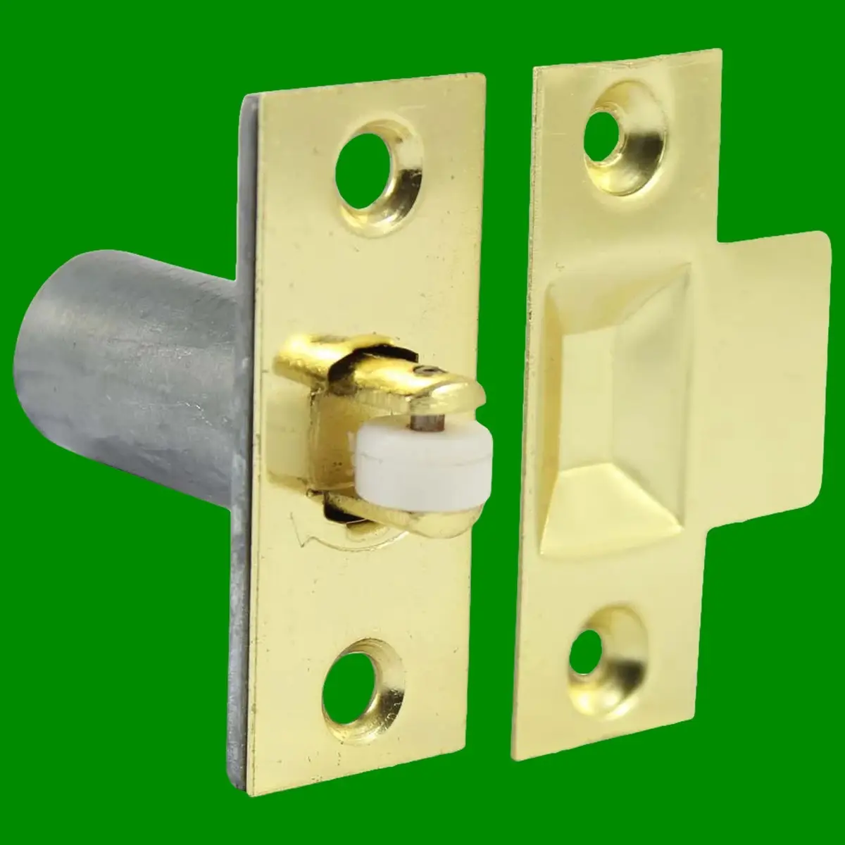 1x Brass Adjustable Door Ball Roller Catch &amp; Strike Plate, Wardrobe, Cupboard
