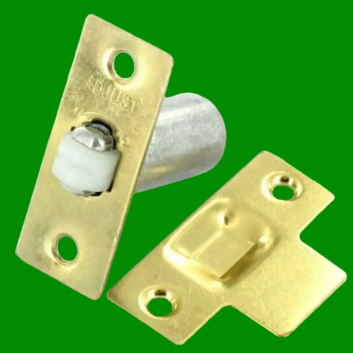 1x Brass Adjustable Door Ball Roller Catch & Strike Plate, Wardrobe, Cupboard - image 2 | Free standard UK delivery included | Discount Quality Products