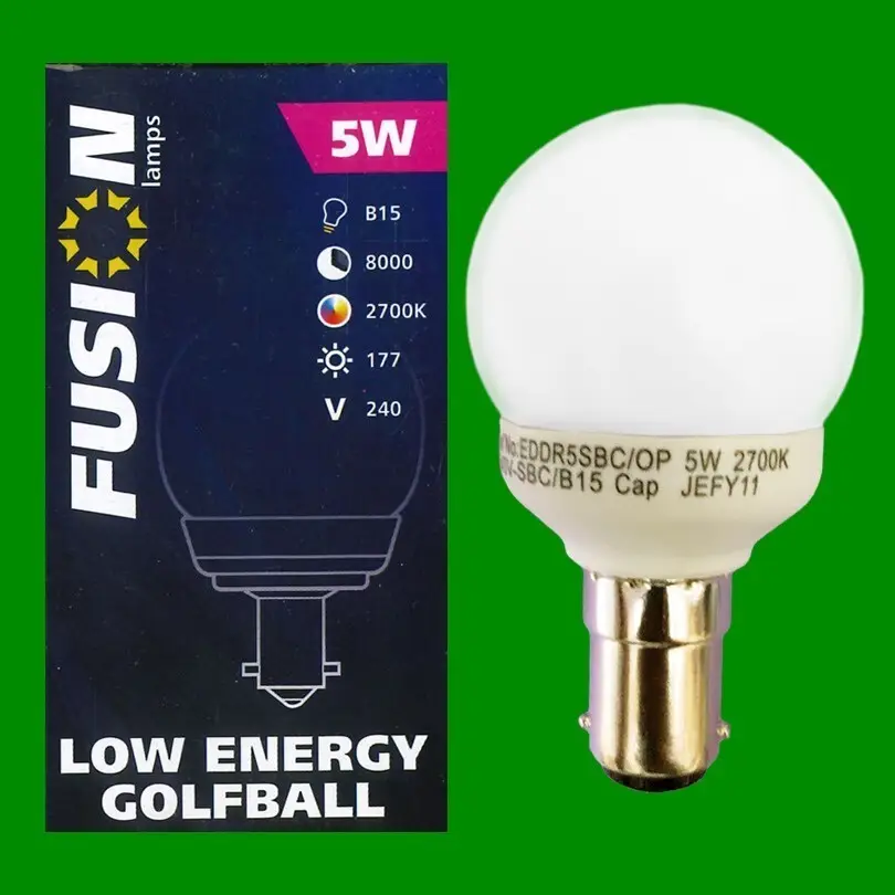 4x 5W Low Energy Power Saving CFL Mini Globe Golf Light Bulbs, SBC, B15 Lamps