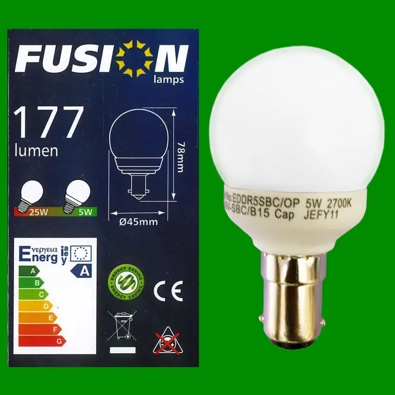 4x 5W Low Energy Power Saving CFL Mini Globe Golf Light Bulbs, SBC, B15 Lamps - image 2 | Free standard UK delivery included | Discount Quality Products