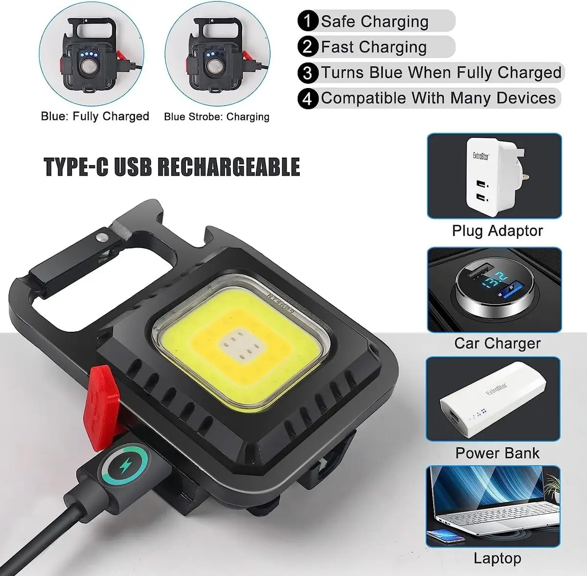 Mini Led Flashlight Portable Keychain Light Bright 7 Modes Camping Walking Torch - image 6 | Free standard UK delivery included | Discount Quality Products