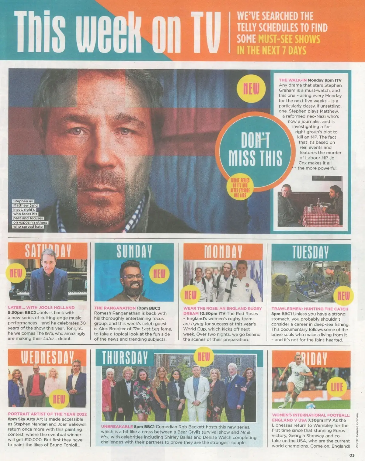 Sun TV Magazine, Graham Norton Married, Jeremy Paxman, Steve Thompson, 7.10.22 - image 2 | Free standard UK delivery included | Discount Quality Products