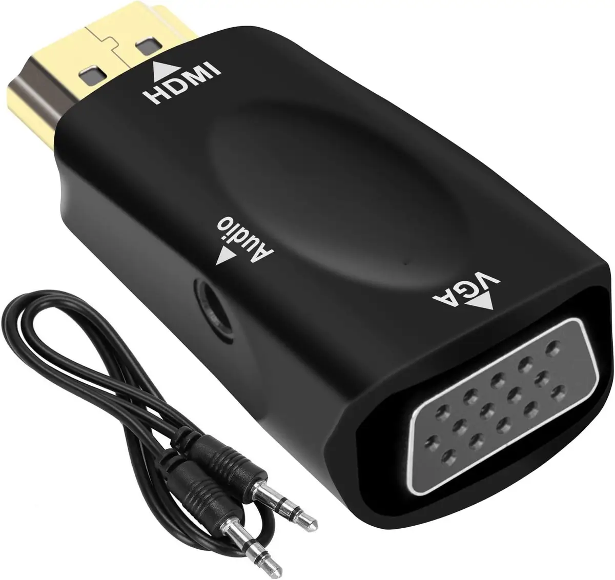 HDMI to VGA Adapter 1080p HDMI Male to VGA Female Adapter &amp; 3m 3.5mm Audio Cable