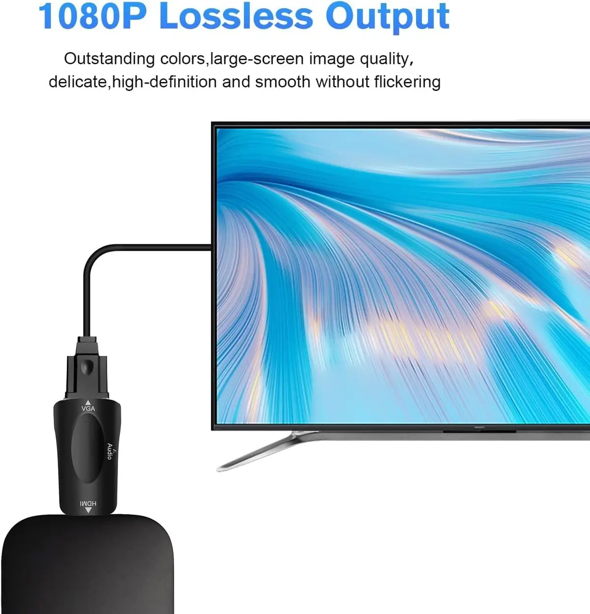 HDMI to VGA Adapter 1080p HDMI Male to VGA Female Adapter with 3.5mm Audio Jack - image 2 | Free standard UK delivery included | Discount Quality Products
