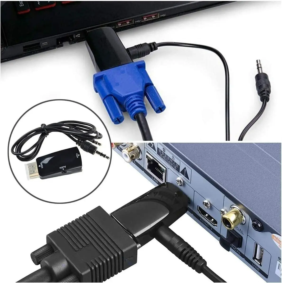 HDMI to VGA Adapter 1080p HDMI Male to VGA Female Adapter & 3m 3.5mm Audio Cable - image 5 | Free standard UK delivery included | Discount Quality Products