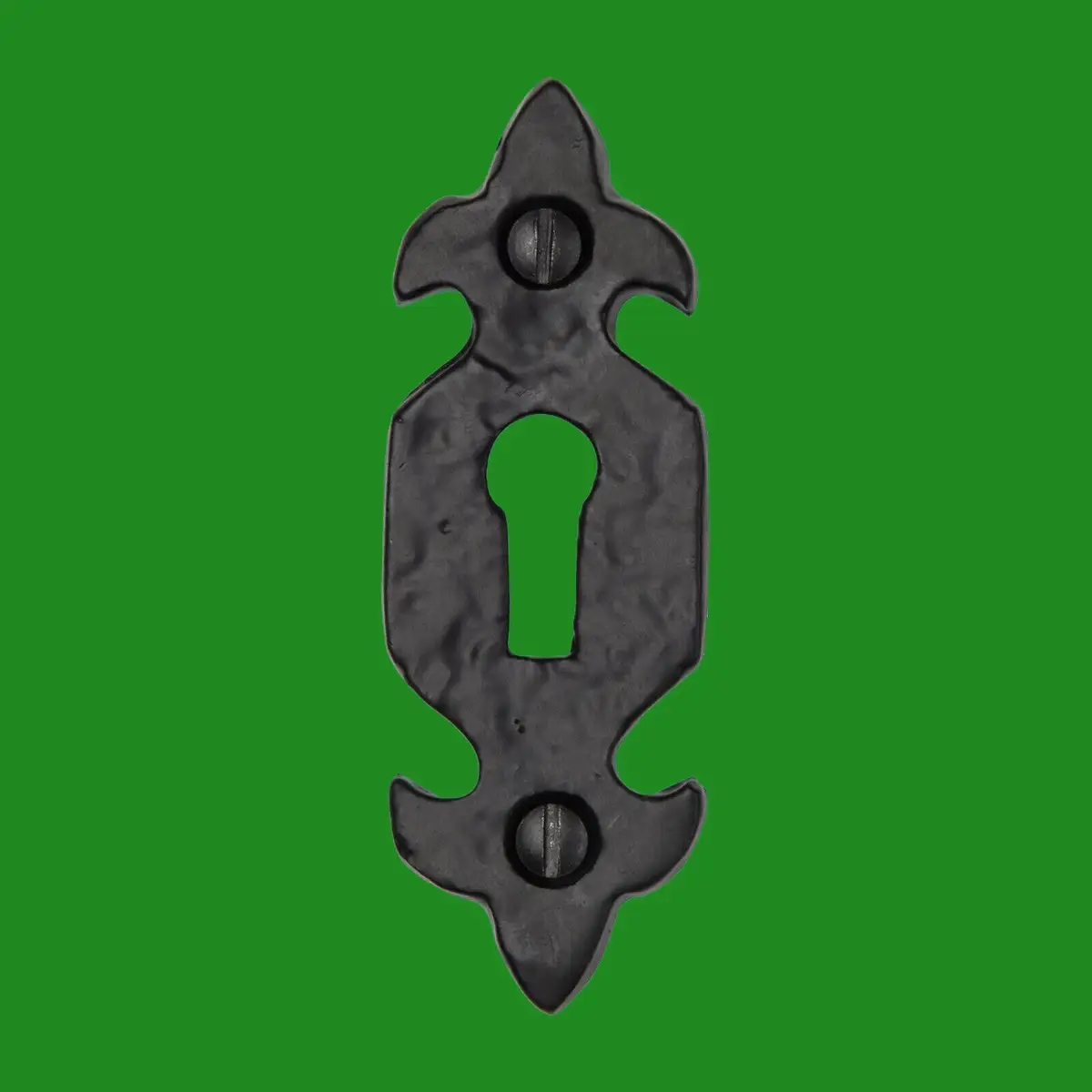 8x Escutcheon Open Fleur-De-LYS Black Antique Keyhole