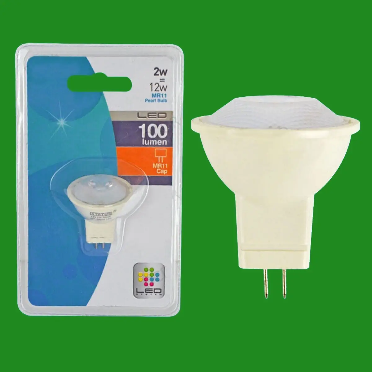 8x 2W MR11 LED Lamp, Long Life Light Bulb, Ultra Low Energy, Instant On, Pearl