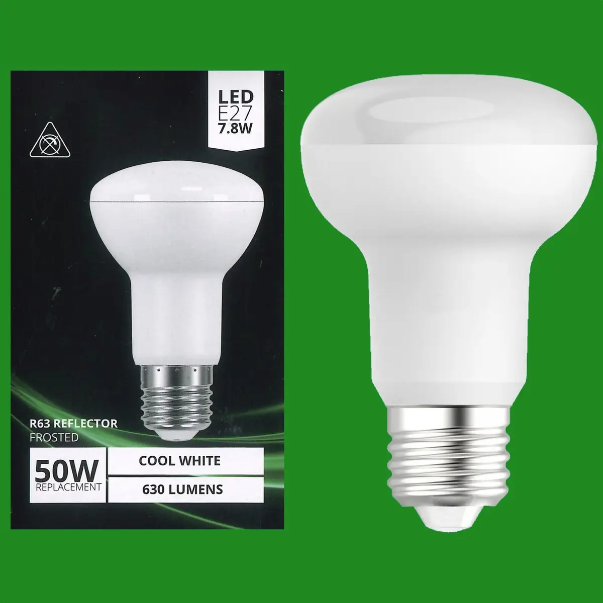 8x 7.8W (=50W) LED R63 Reflector Spot Light 4000K Cool White Bulb ES E27 Lamp