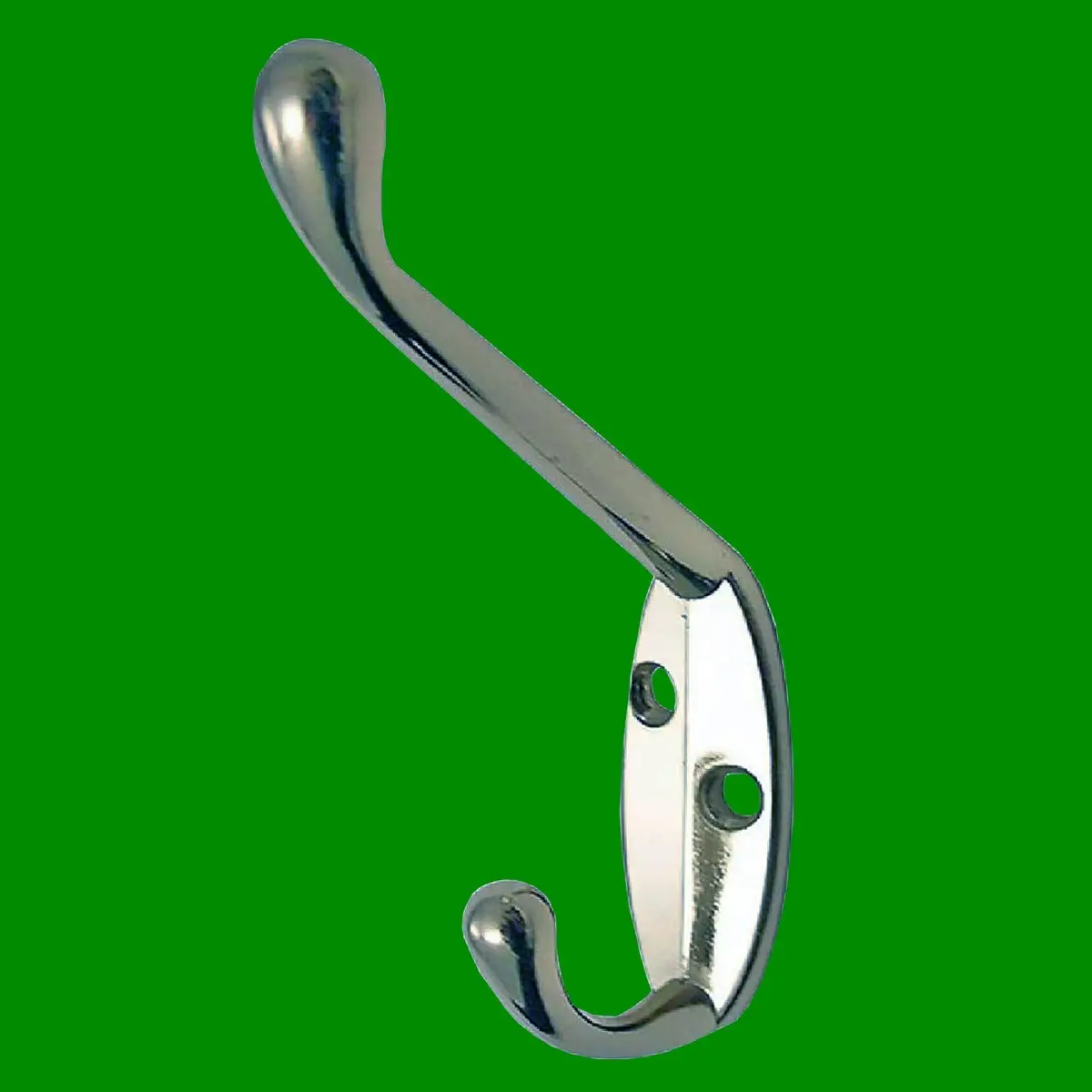 8x Chrome Plated Double Hat and Coat Hook, Wardrobe, Cloakroom, Two Hooks