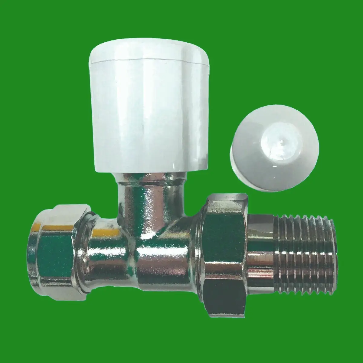 15mm Chrome-Plated Inline Radiator Valve Heated Towel Rail Straight Bathroom