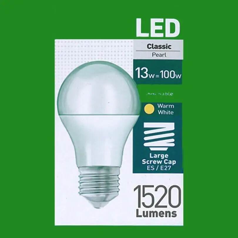 10x 13W= 100W Pearl Dimmable LED GLS Edison Screw ES E27 Warm White 2700k 1520lm - image 2 | Free standard UK delivery included | Discount Quality Products
