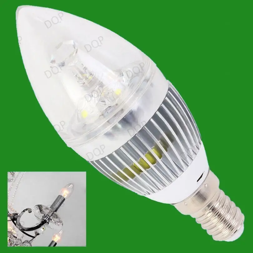 12x 3W LED Ultra Low Energy Clear Candle Light Bulbs, E14, SES Lamps, 85-265V