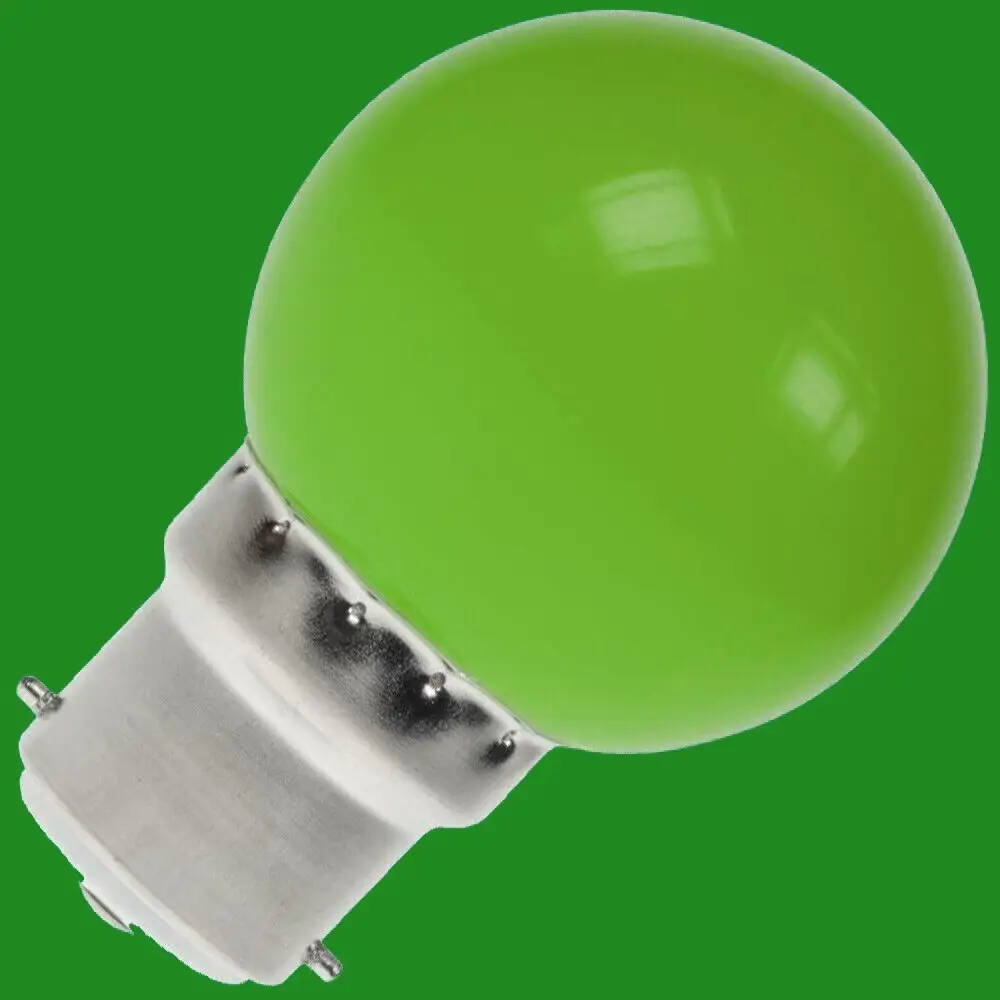 2x 0.3W Coloured Green BC B22 LED Golf Ball G45 Round Light Bulb Lamp
