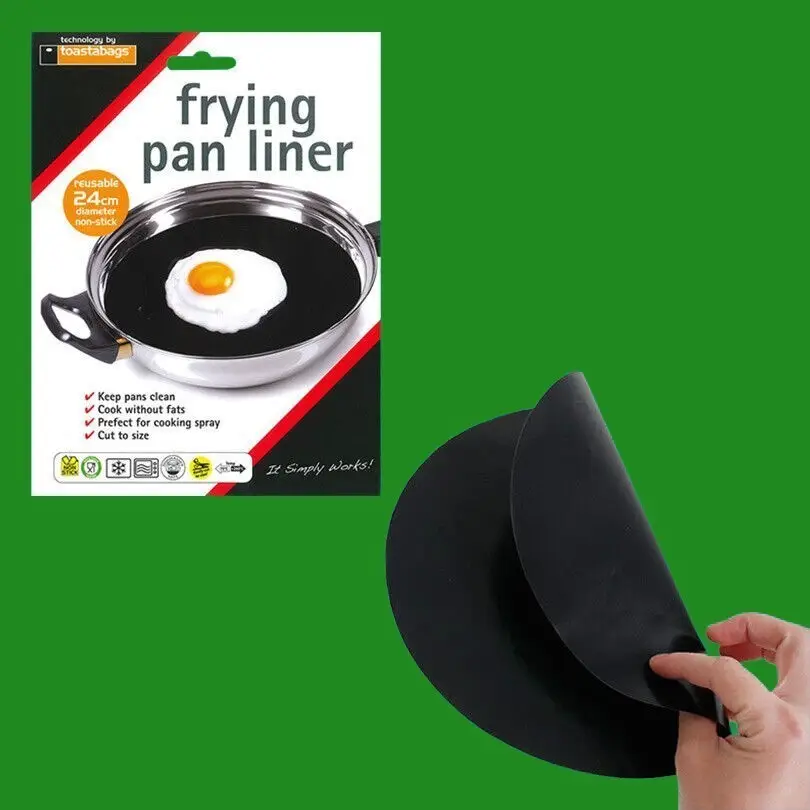 24cm Reusable Non-Stick Black Frying Pan Liner for Healthy Cooking