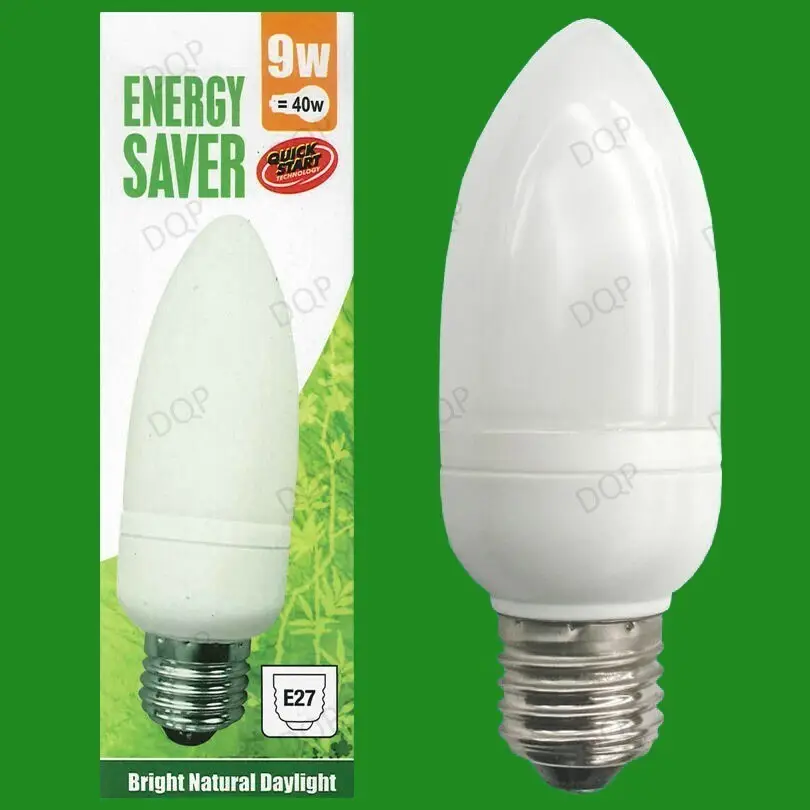 6x 9W Low Energy E27 Candle 5600K Daylight White, SAD, ES, Light Bulb Lamp