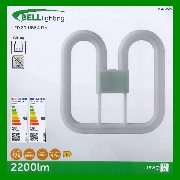 1x 18W=38W Replacement LED GR10q 4 pin 3500K 2D Light Bulb Double D White