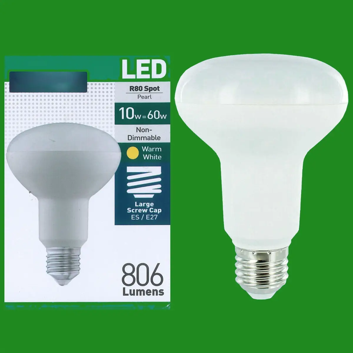 12x 10W(=60W) R80 LED Pearl Reflector Spot Light Bulbs E27 3000K Warm White Lamp