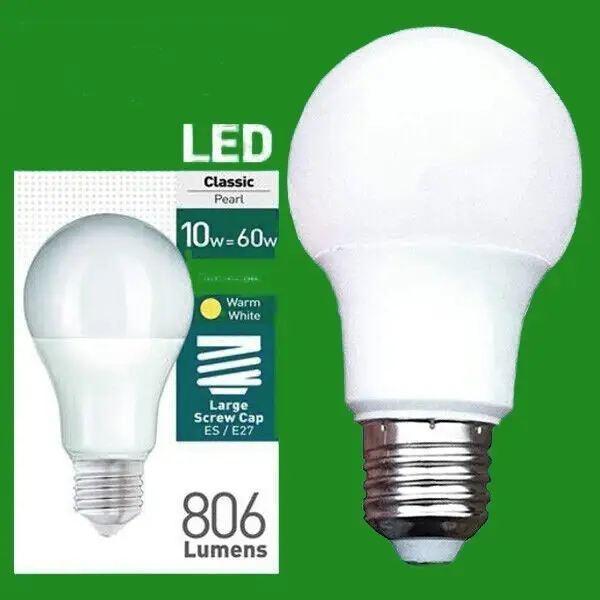 2x10W= 60W Pearl Dimmable LED GLS ES E27 Warm White 2700k 806 Lumens