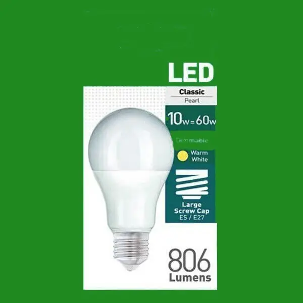 2x10W= 60W Pearl Dimmable LED GLS ES E27 Warm White 2700k 806 Lumens - image 2 | Free standard UK delivery included | Discount Quality Products