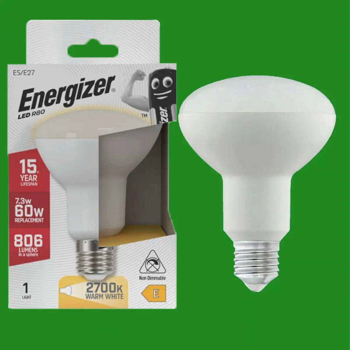2x 7.3W (60W) R80 Reflector LED Pearl Spot Light ES Bulbs E27 2700K Lamps