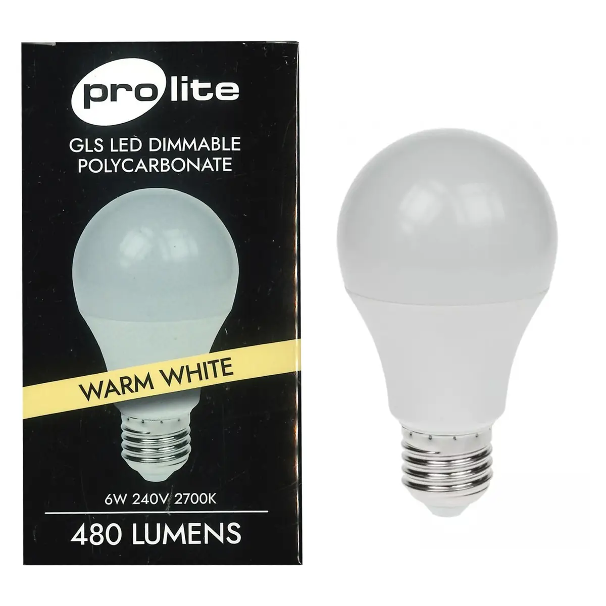 1x 6W LED GLS Dimmable E27 Light Bulb 2700K ES Lamp Globe