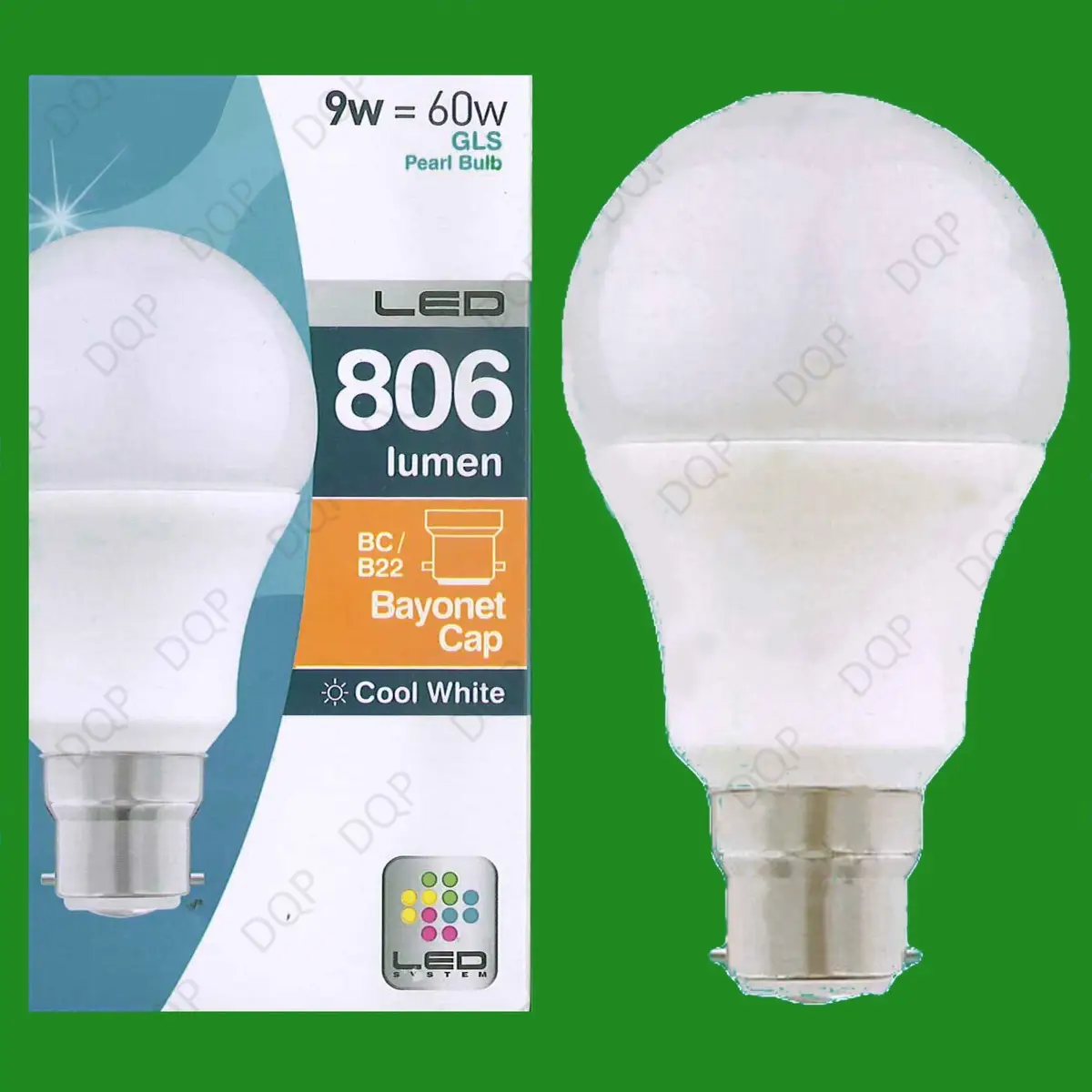 12x 9W LED Cool White Low Energy Pearl GLS Globe Light Bulb BC B22 Lamp