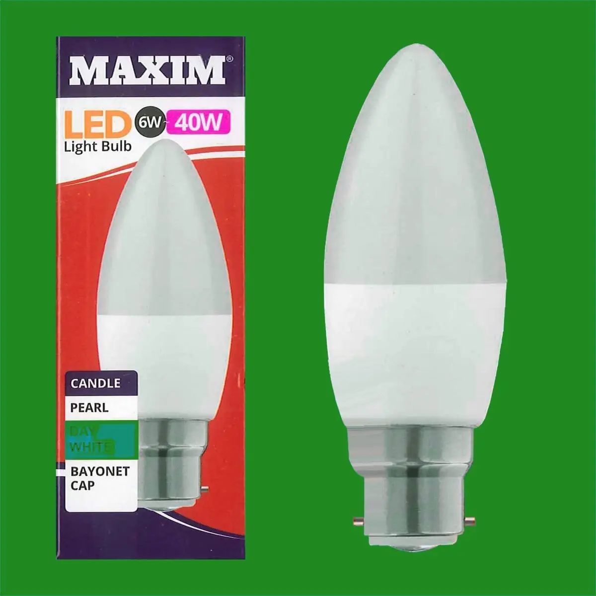 6x 6W (=40W) LED Pearl 6500K Daylight White BC B22 Candle Light Bulb Lamp