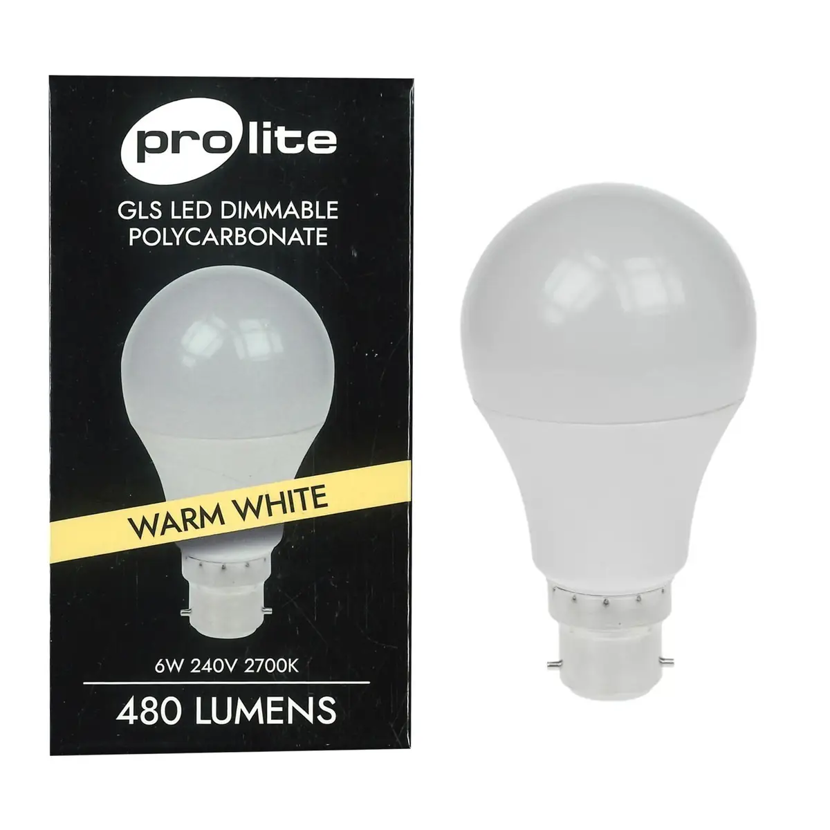 2x 6W LED GLS Dimmable B22 Light Bulb 2700K BC Lamp Globe