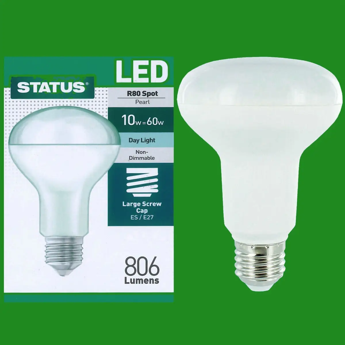 10x 10W (=60W) R80 LED Pearl Reflector Spot Light Bulbs E27 6500K Daylight White