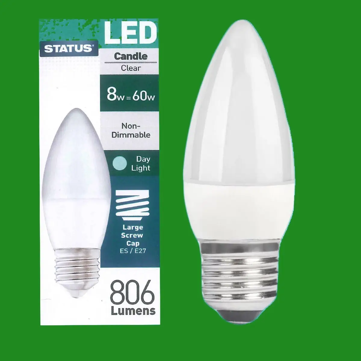 4x 8W(=60W) Pearl Candle Energy Saver LED ES E27 Light Bulb Lamp 6500K
