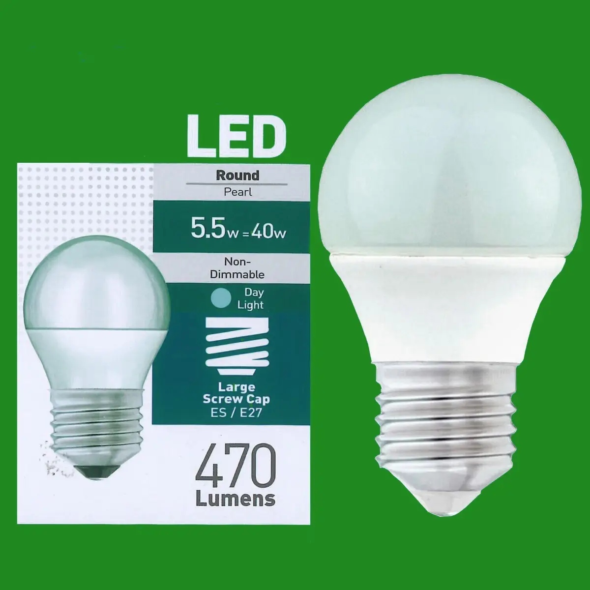 6x 5.5W = 40W LED Pearl Round Light Bulbs ES E27 Lamp 6500K Daylight White
