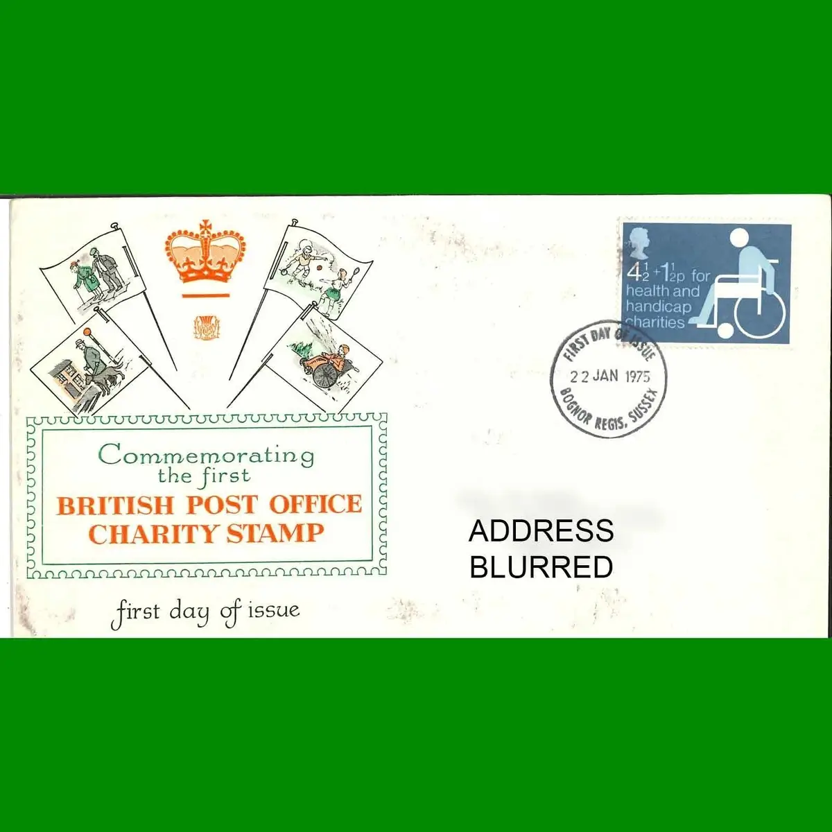 FDC Charity Commemorative Post Office First Day Cover Stamp, 22.1.1975