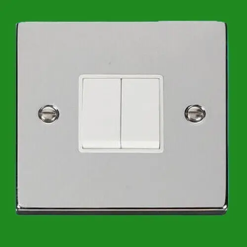 2 Gang 2 Way Stainless Steel And White Light, Switch