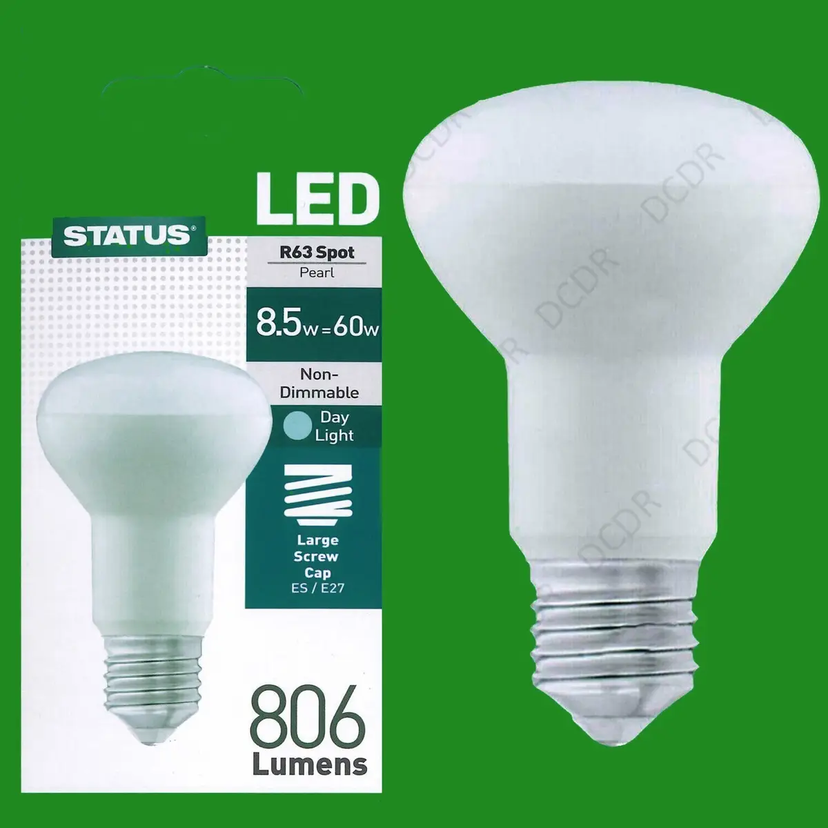 12x 8.5W R63 LED Low Energy Pearl Reflector Day Light 6500K Bulb ES E27 Light