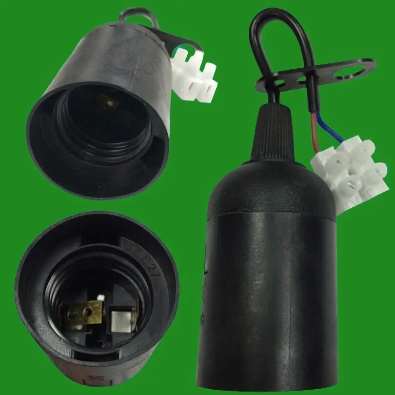 4x Black Edison Screw ES E27 Light Bulb Lamp Holder M10 Socket + Terminal Block