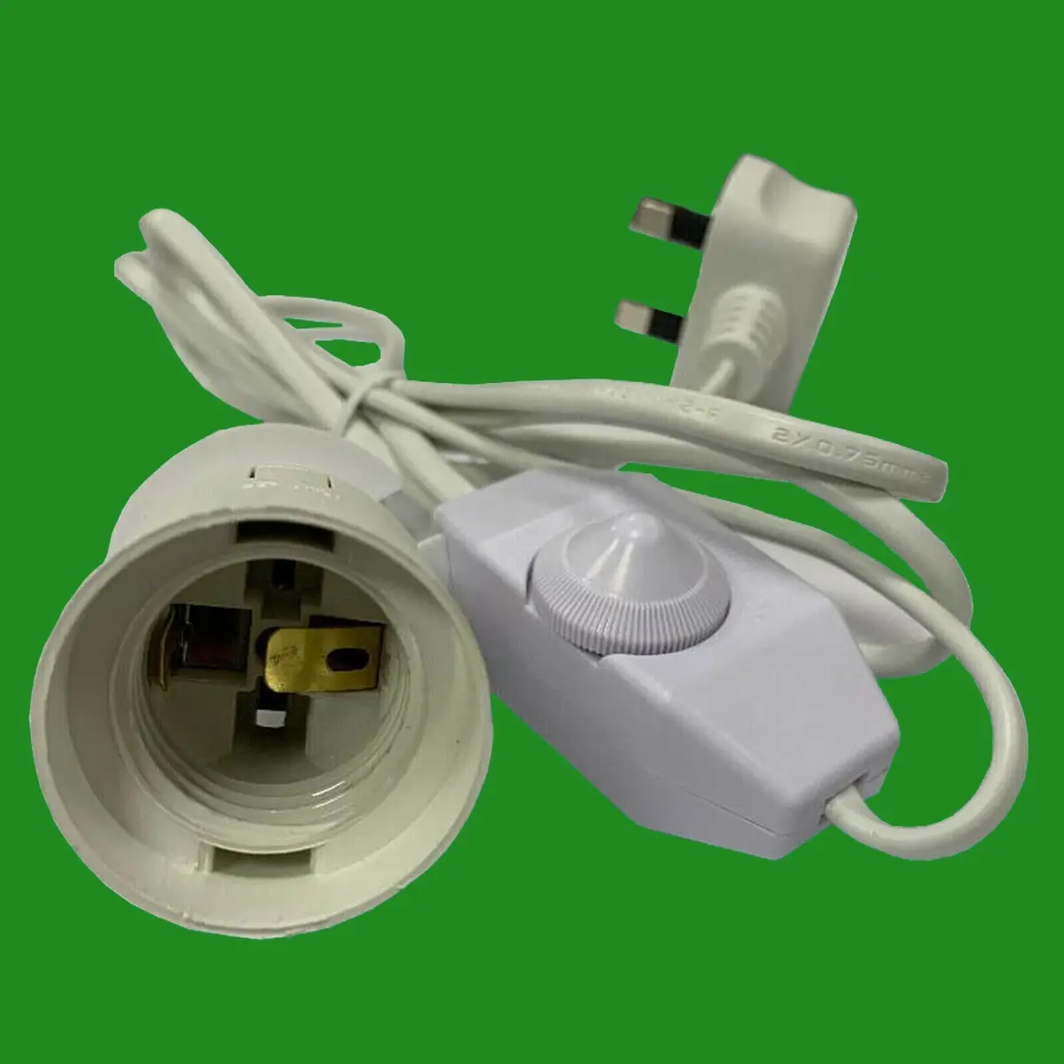 ES E27 White UK Plug Light Bulb Holder Inline Dimmer Switch Desk Table Salt Lamp - image 2 | Free standard UK delivery included | Discount Quality Products