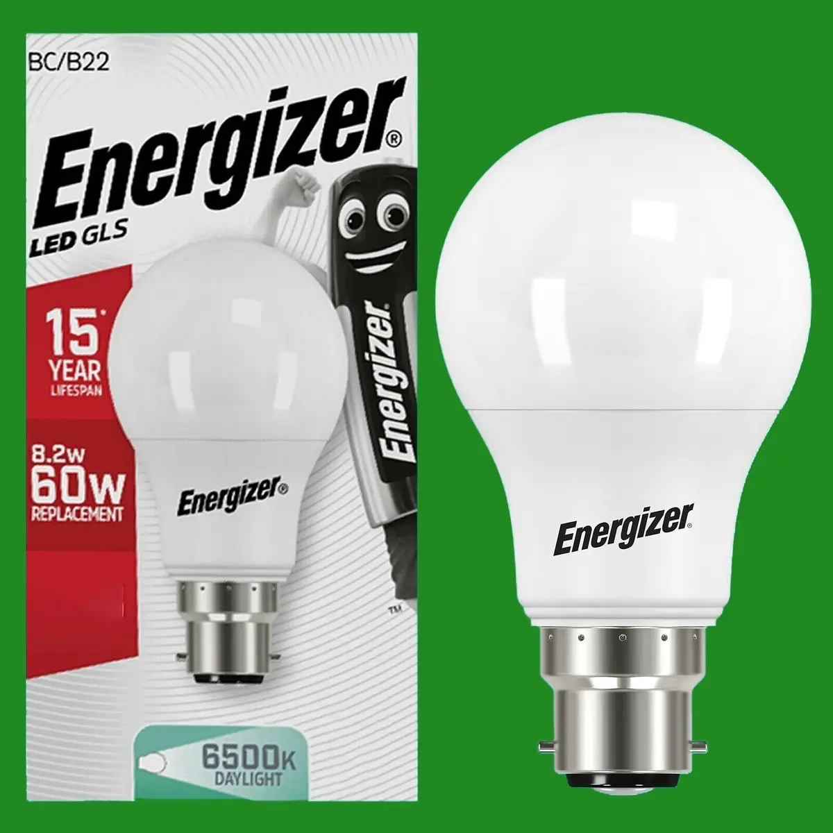 20x 8.2W (=60W) LED GLS 6500K Daylight Opal BC B22 Bayonet Cap Light Bulb Lamp