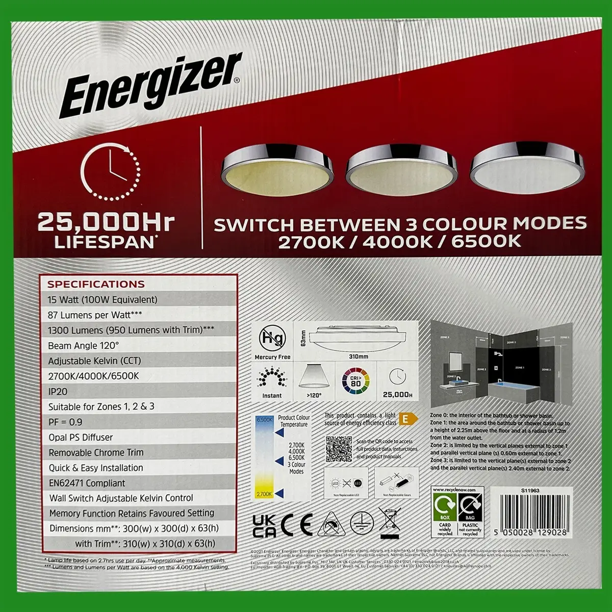 15W=100W IP20 Round LED Bathroom Light CCT Adjustable Kelvin 2700K 4000K 6500K - image 2 | Free standard UK delivery included | Discount Quality Products