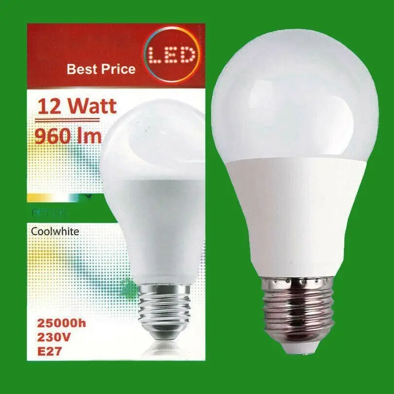 1x 12W LED GLS A60 ES Edison E27 6500K Cool White Lamp Light Bulb 960Lm 230V