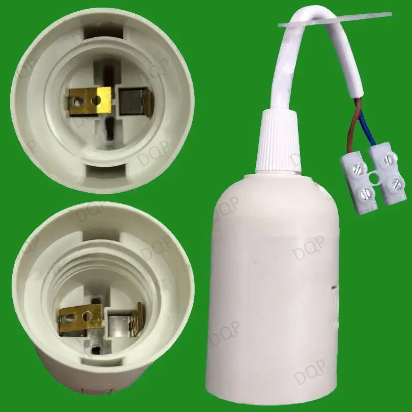 2x White Edison Screw ES E27 Light Bulb Lamp Holder M10 Socket + Terminal Block