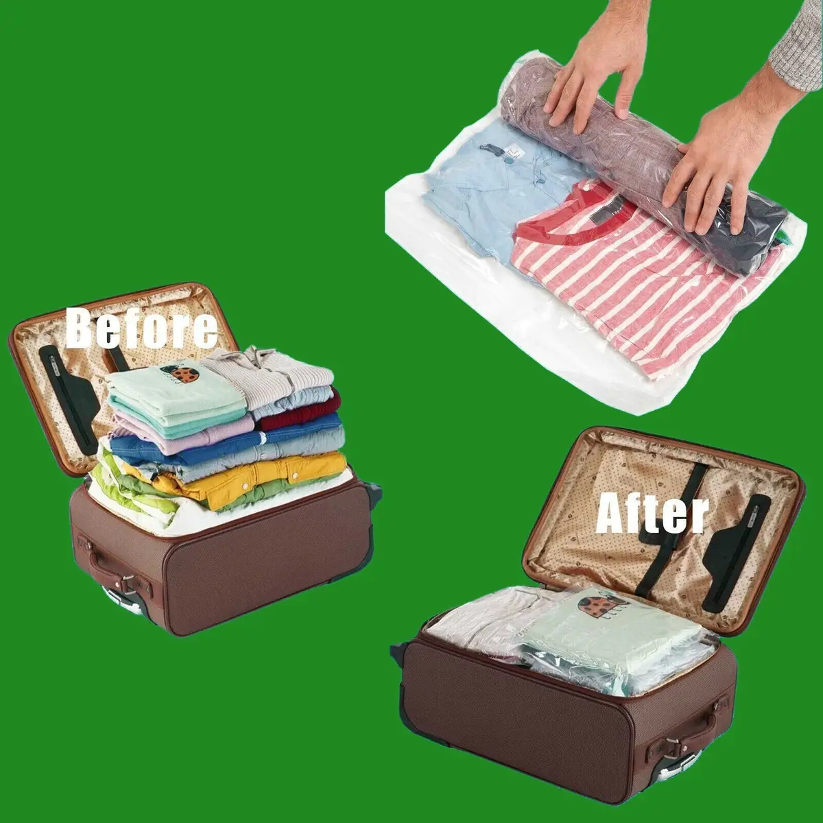 6x 50x70cm Travel Space Saving Zip Lock Bags, Holiday, Storage, Luggage Suitcase - image 7 | Free standard UK delivery included | Discount Quality Products