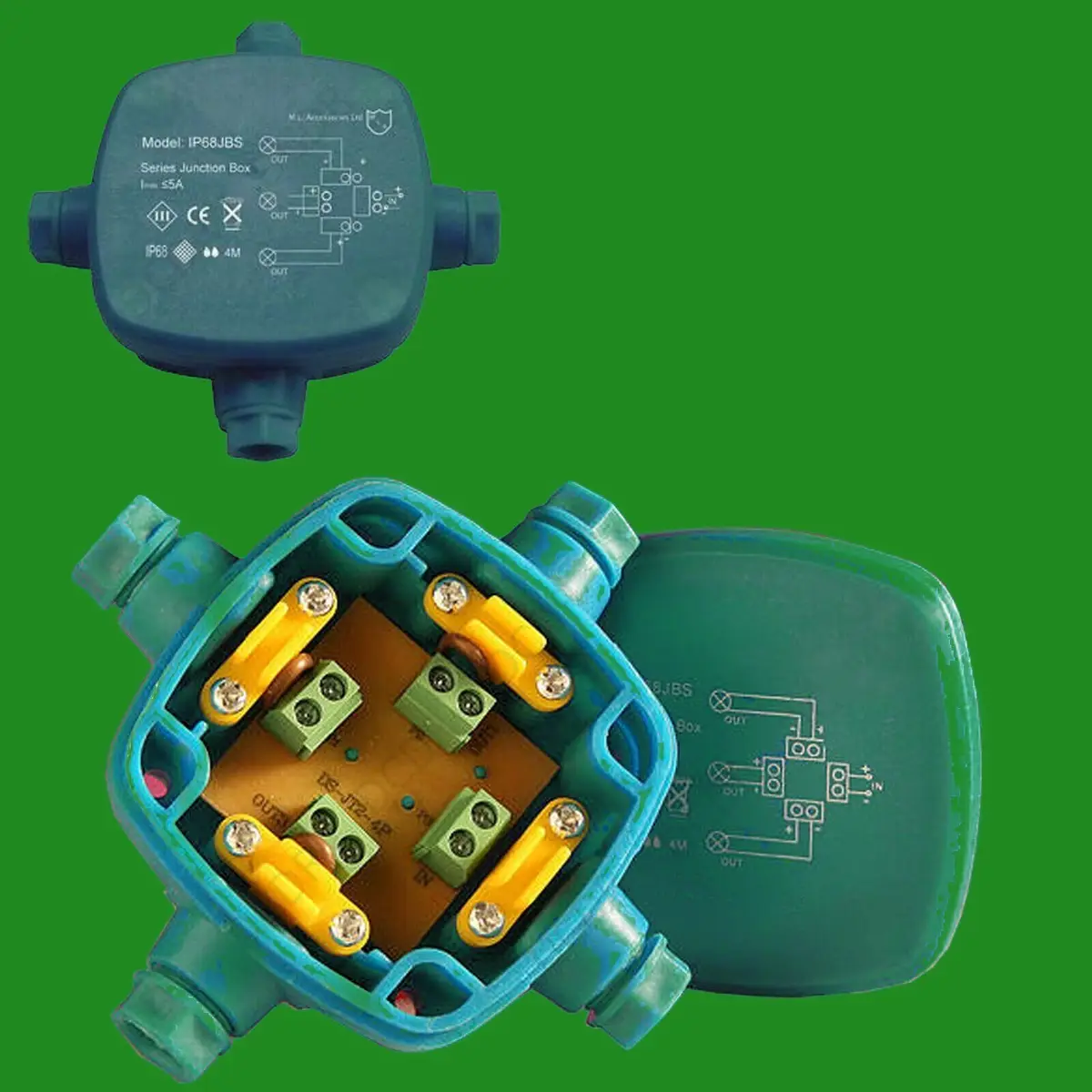 1x IP68 48V 16A (150W) Series Wired Waterproof Marine Outdoor Junction Box