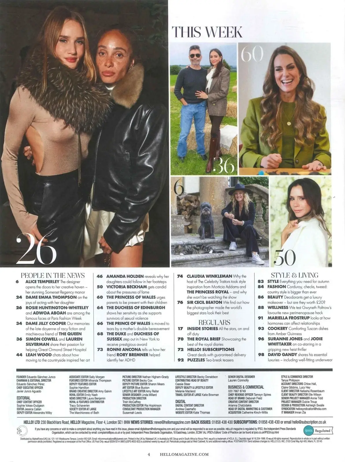 HELLO! Magazine Victoria Beckham, Princess Kate & William, Simon Cowell 20.10.25 - image 3 | Free standard UK delivery included | Discount Quality Products