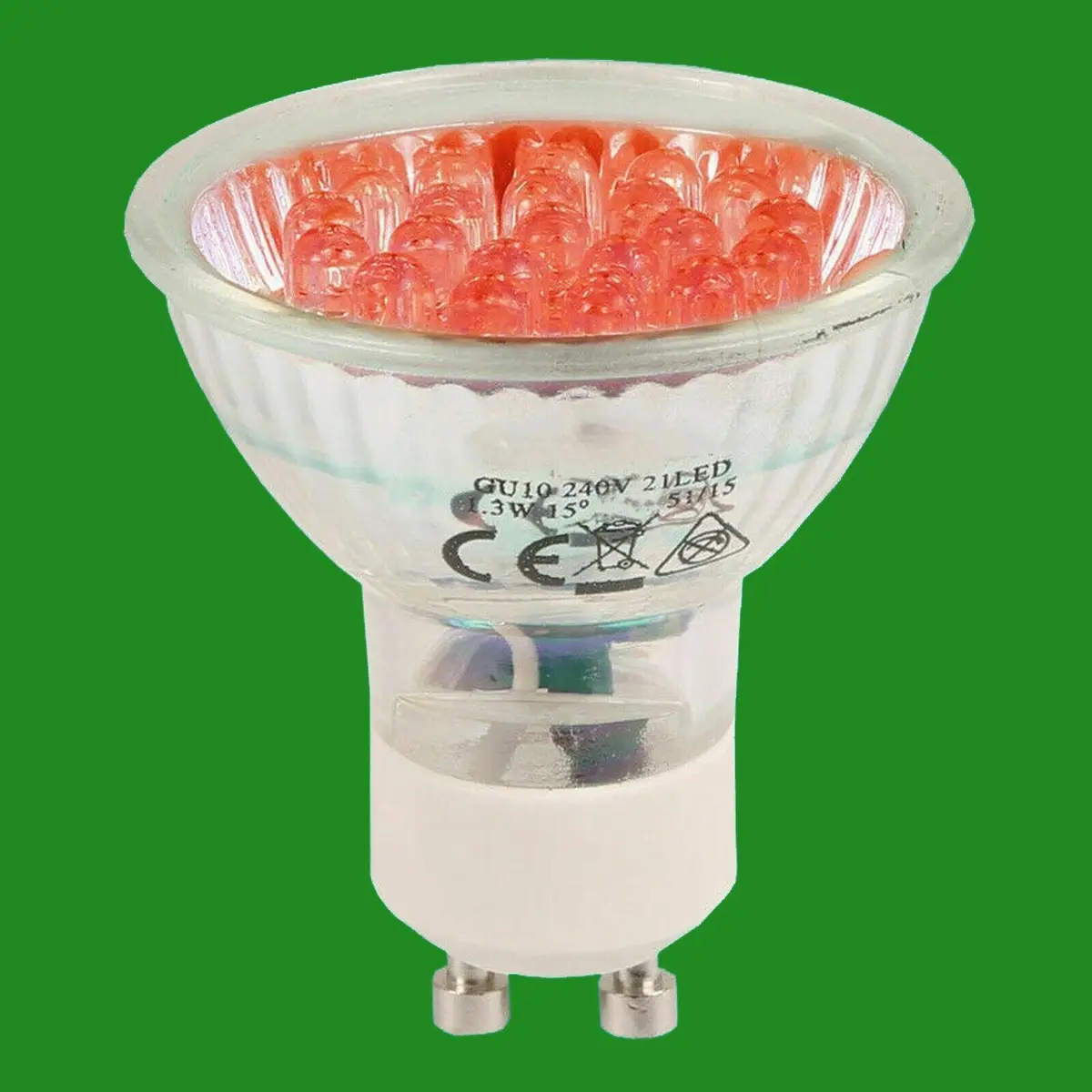 4x 2W 48 LED Red Coloured GU10 2-Pin Spot Light Bulbs Downlight Instant On Lamps