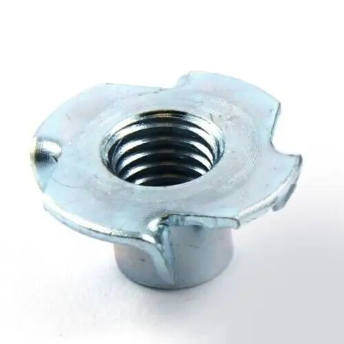 100x M8 Captive T Nuts Pronged Insert Blind Tee Nut for Fixing in Wood BZP Steel