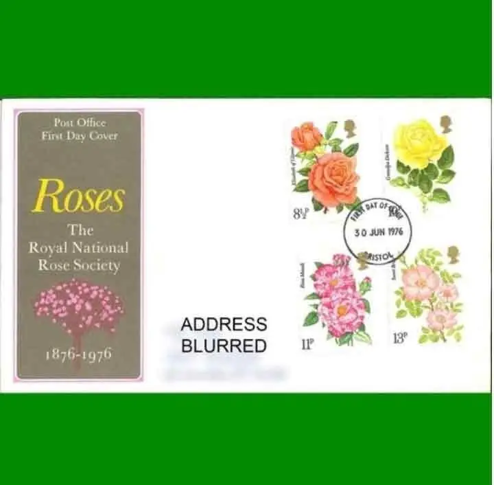 FDC Centenary of Royal National Rose Society, First Day Cover Stamps, 30.6.1976