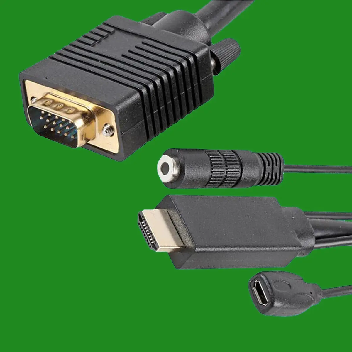 5m VGA/SVGA &amp; 3.5mm Stereo Jack Plug to Plug Audio Lead Cable, Black, TV