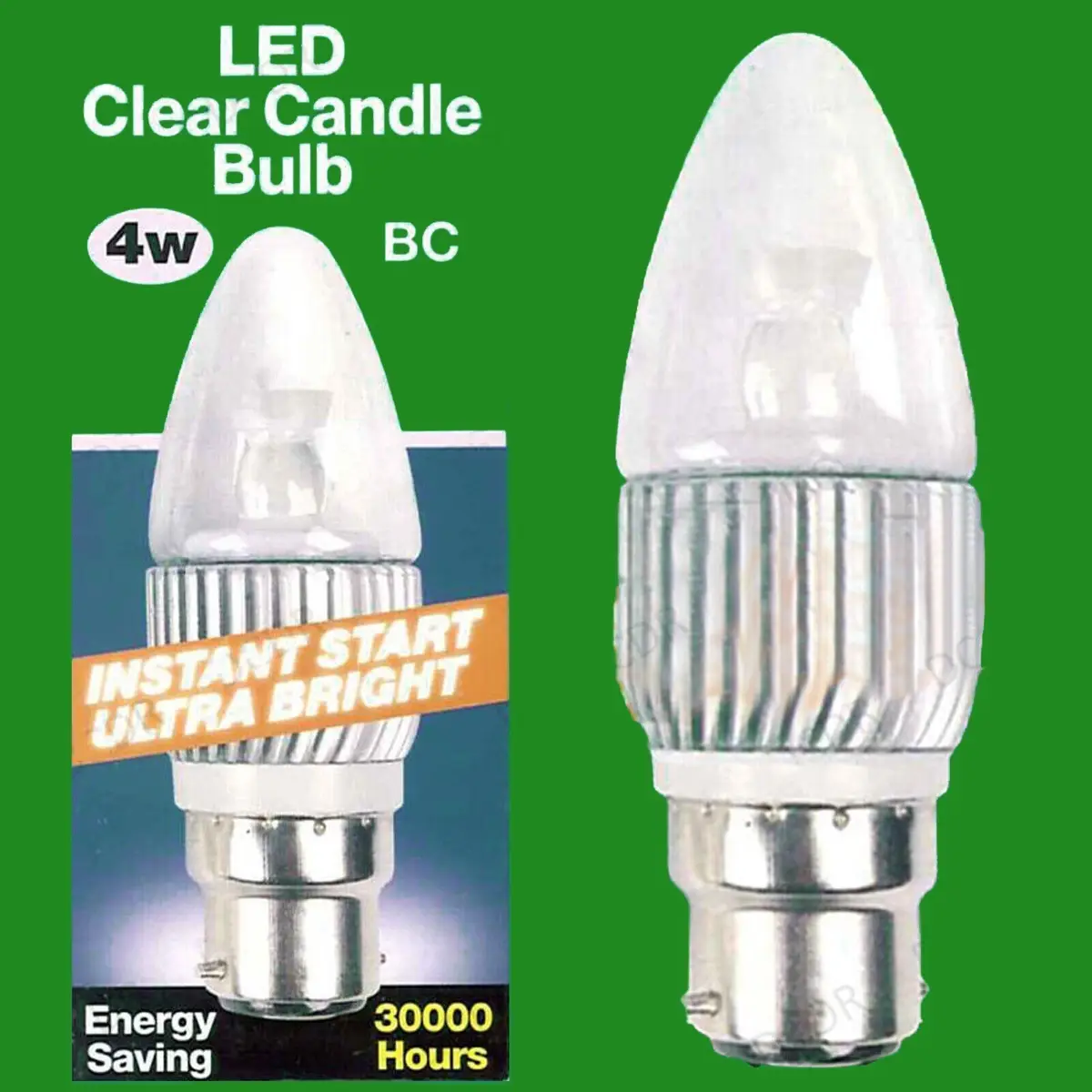 4x 4W Ultra Low Energy Candle LED Instant On Light Bulbs BC B22 Cool White 4000K