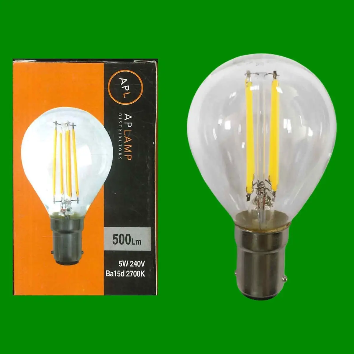1x 5W APL Dimmable Clear LED Filament G45 Round Golf Light Bulb SBC B15 2700K